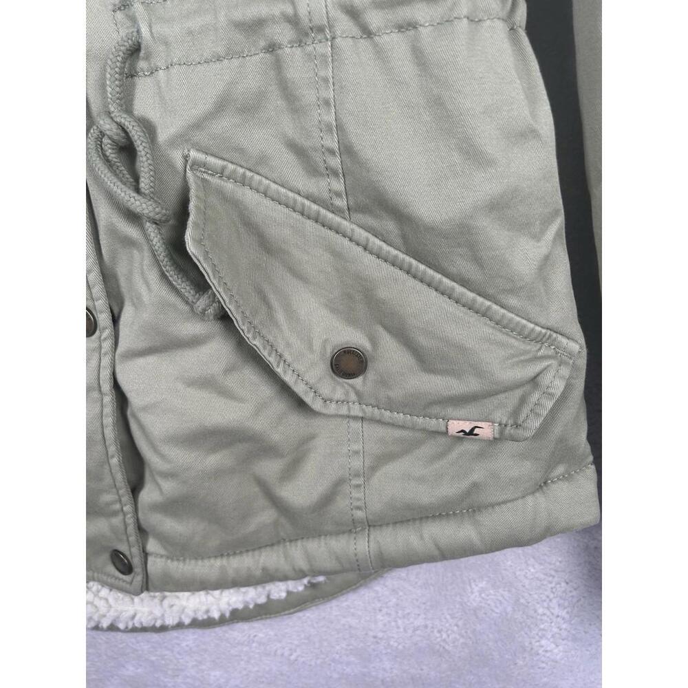 Abercrombie & Fitch Parka Womens XS Green Sherpa Lined Military Coat Y2K Fur - Picture 5 of 9